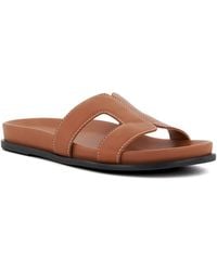 Dune - Ladies Loupa Topstitch-Detail Comfort-Footbed Slider Sandals - Lyst