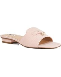 Dune - Lindo Leather Tassel Trim Slip-On Sandals - Lyst