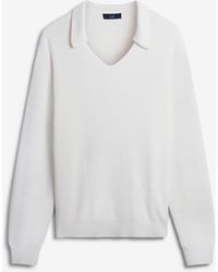 dunhill - ' Luxury Cotton Cashmere Silk English Rib Open Neck Jumper - Lyst