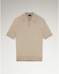 dunhill - Luxury Cotton Silk Cable Knit Short Sleeve Polo - Lyst