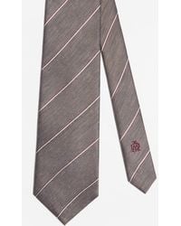 dunhill - Luxury Silk Linen Stripe Woven Tie - Lyst