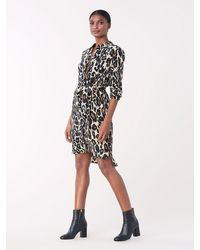 Diane von Furstenberg Prita Leopard Long-sleeve Wrap Dress - Black
