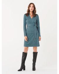 Diane von Furstenberg Womens Silk Pearl Jersey Knee Length Dress Multi Coloured