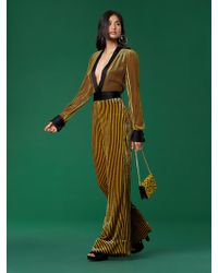 Diane von Furstenberg Long-sleeve Velvet Sash Jumpsuit - Green