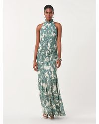 Diane von Furstenberg Leeann Metallic Silk Halterneck Gown - Multicolour
