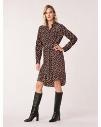 Diane von Furstenberg Prita Silk Crepe De Chine Belted Shirt Dress - Black