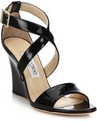Christian louboutin Trepi 140mm Patent-leather Wedge Sandals in ...