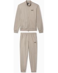 EA7 - Cotton Suit With Zip And Stand Collar Core Identity - Lyst