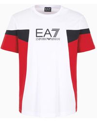 EA7 - Summer Block Rundhals-t-shirt Aus Baumwolle - Lyst