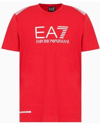 EA7 - Asv 7 Lines Kurzärmeliges Rundhals-t-shirt Aus Recyceltem Stoff - Lyst