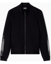 EA7 - Logo Series Sweatshirt Mit Reißverschluss Aus Baumwollmischgewebe - Lyst
