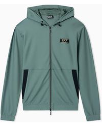 EA7 - Premium Label Technical Fabric Hooded Sweatshirt - Lyst