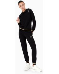 EA7 Core Lady Stretch-cotton Tracksuit in Black | Lyst UK