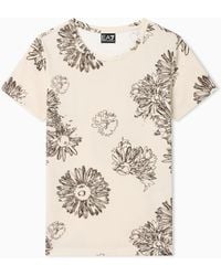 EA7 - Graphic Series Stretch Jersey T-Shirt With Floral Print - Lyst