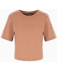 EA7 - Shiny Cotton Crew-neck T-shirt - Lyst