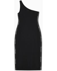 EA7 - Logo Series Stretch Jersey One-Shoulder Dress - Lyst