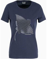 EA7 - Costa Smeralda T-shirt Mit Rundhalsausschnitt Und Print, Gefertigt Aus Baumwolle - Lyst