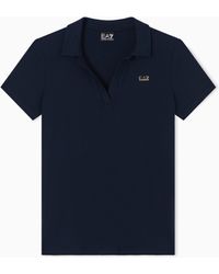 EA7 - Stretch Viscose Jersey Polo-Neckline T-Shirt - Lyst