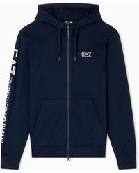 EA7 - Logo Series Sweatshirt Aus Baumwolle Mit Kapuze - Lyst