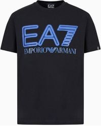 EA7 - Logo Series T-shirt Mit Kurzen Ärmeln Aus Baumwollstretch - Lyst