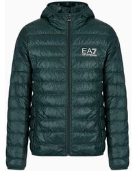 EA7 - Packable Hooded Core Identity Puffer Jacket - Lyst