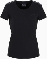 EA7 - Logo Series Crew-neck T-shirt In An Asv Organic Cotton Blend - Lyst
