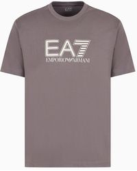 EA7 - Visibility T-shirt Aus Baumwoll-jersey Mit Rundhalsausschnitt - Lyst