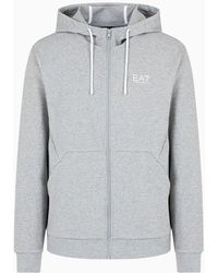 EA7 - Visibility Cotton Hooded Sweatshirt - Lyst