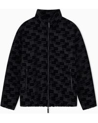 EA7 - Oversized Hooded Bomber Jacket With Velvet Monogram - Lyst