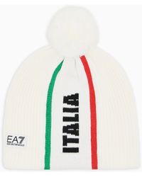 EA7 - Wool-Blend Beanie With Pom-Pom - Lyst