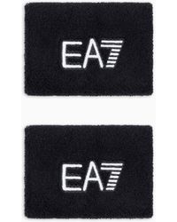 EA7 - Polsini Tennis Misto Cotone Stretch Con Logo Tennis Pro - Lyst