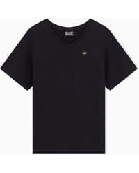 EA7 - Core Lady Stretch Cotton Jersey V-Neck T-Shirt - Lyst
