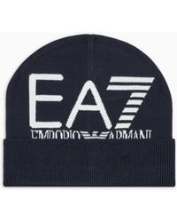 EA7 - Cuffed Beanie With Jacquard Logo Mountain Visibility - Lyst