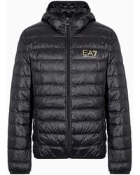 EA7 - Packable Hooded Core Identity Puffer Jacket - Lyst