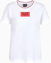 EA7 - Asv Sporting Club T-shirt Mit Rundhalsausschnitt Aus Bio-baumwolle - Lyst