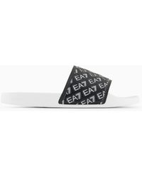EA7 - Slides Con Suola E Maxi Fascia Con Logo Elastan Gros Rubber - Lyst