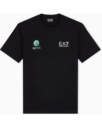 EA7 - Internazionali Bnl D'Italia Cotton Crew-Neck T-Shirt - Lyst