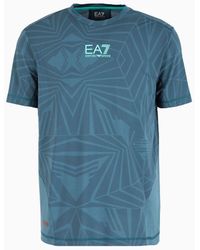 EA7 - T-shirt Con Stampa Dynamic Athlete In Tessuto Tecnico Ventus7 - Lyst