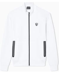 EA7 - Stretch-Viscose Blend Zip-Up Sweatshirt - Lyst