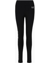 EA7 - Core Lady High-waisted Stretch-cotton Leggings - Lyst