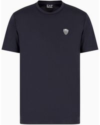EA7 - Premium Shield T-shirt Mit Rundhalsausschnitt Aus Elastischer Viskose-mischung - Lyst