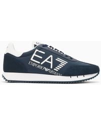 EA7 - Fabric Sneakers With Leather Details - Lyst