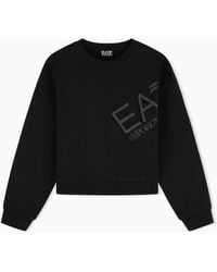 EA7 - Logo Series Cotton Jersey Sweatshirt - Lyst