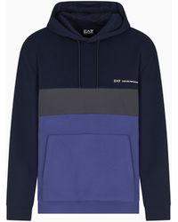 EA7 - Athletic Colour Block Sweatshirt Mit Kapuze Aus Einer Nylon-Viskose-Mischung - Lyst