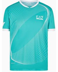 EA7 - T-shirt Con Stampa Tennis Pro In Tessuto Tecnico Ventus7 - Lyst