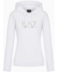 EA7 - Shiny Sweatshirt Mit Kapuze Aus Baumwolle Mit Stretchanteil - Lyst