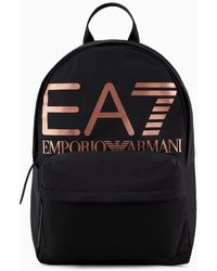 EA7 - Backpack In Sustainable Fabric With Oversized Logo - Lyst