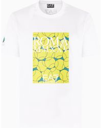 EA7 - Internazionali Bnl D'Italia Baumwoll-T-Shirt Mit Rundhalsausschnitt - Lyst