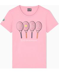 EA7 - Internazionali Bnl D'Italia Cotton, Crew-Neck T-Shirt With Print - Lyst