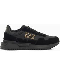 EA7 - Fabric Sneaker With Suede Inserts Vintage Running - Lyst
